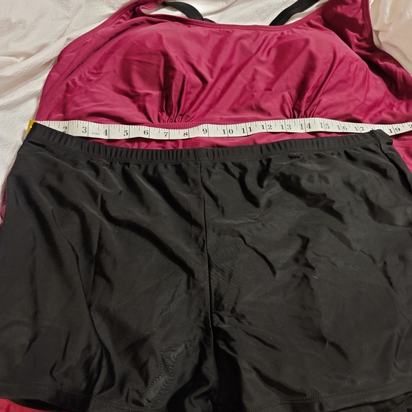 NWT PLUS SIZE TANKINI BOYSHORT ATHLETIC GYM SWIM BATHING SUIT STRAPPY BACK 22W - Picture 7 of 16